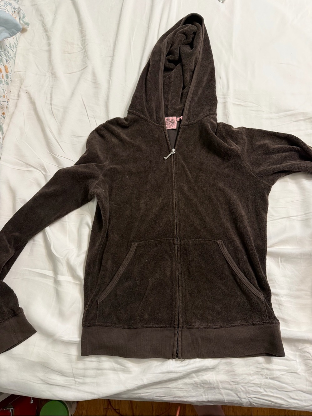 Juicy Couture Dark Brown womens terry Zip-Up Hoodie